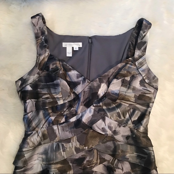 LONDON TIMES Satin Sheath Dress Gray Sleeveless - Picture 3 of 11